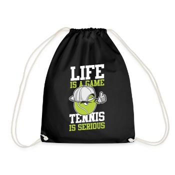 Funny Tennis Player Racket Life Is - Turnbeutel - Schwarz - Vorne
