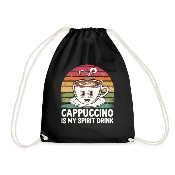 Cappuccino Is My Spirit Drink Retro - Turnbeutel - Schwarz - Vorne