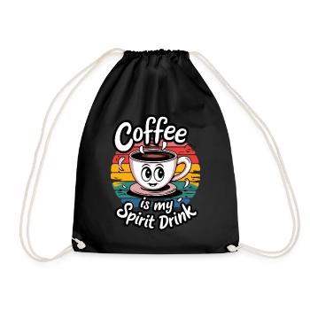 Coffee Is My Spirit Drink Funny Cartoon - Drawstring Bag - black - Front