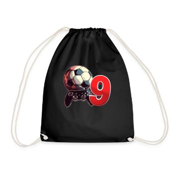 Football and Gaming Birthday Boy 9 Years - Drawstring Bag - black - Front