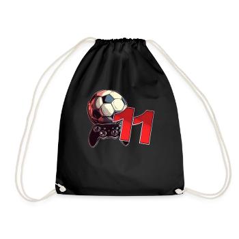 Fußball und Zocken Geburtstag Junge 11 Jahre - Turnbeutel - Schwarz - Vorne