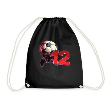 Football and Gaming Birthday Boy 12 Years - Drawstring Bag - black - Front