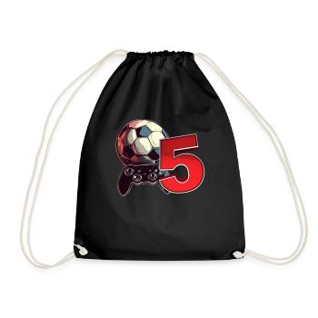 Football and Gaming Birthday Boy 5 Years - Drawstring Bag - black - Front