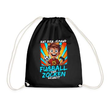 Football and Gaming Birthday Boy 13 Years - Drawstring Bag - black - Front