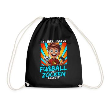 Football and Gaming Birthday Boy 14 Years - Drawstring Bag - black - Front