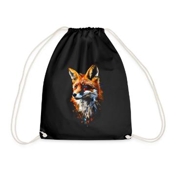 Lustiges Fuchs Fox Kunst Tier Natur Wildtier Tiere - Turnbeutel - Schwarz - Vorne