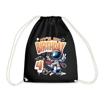Graffiti astronaute 4ème anniversaire - Sac de sport léger - noir - Devant