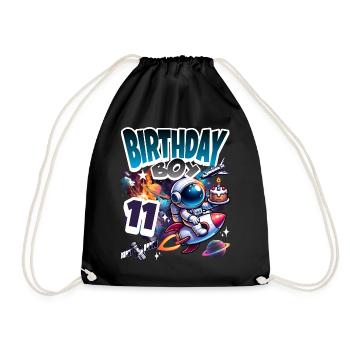 Astronaut 11th Birthday Space - Drawstring Bag - black - Front