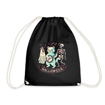 Happy Halloween Cat Funny Cats Party - Drawstring Bag - black - Front