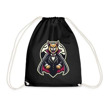 Vampire Cat Cute Halloween Cat - Drawstring Bag - black - Front