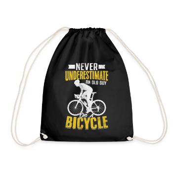 Unterschätzen Sie niemals einen alten Mann auf einem Fahrrad Lustig - Turnbeutel - Schwarz - Vorne