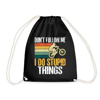 Don't Follow Me I Do Stupid Things Retro MTB - Drawstring Bag - black - Front