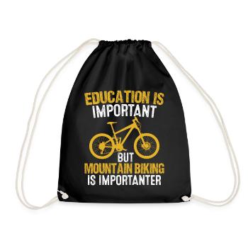 Education Is Important Funny Mountain Biking MTB - Drawstring Bag - black - Front