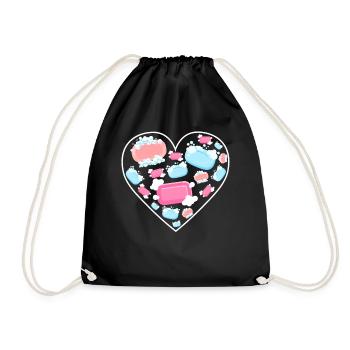 Soap hearts for cleanliness and care - Drawstring Bag - black - Front