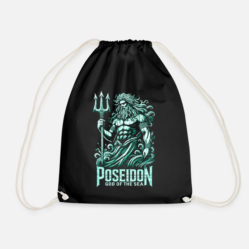 Poseidon - God of the Seas - Drawstring Bag - black