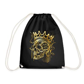 Crâne Crâne Doré Avec Couronne Abstrait - Sac de sport léger - noir - Devant