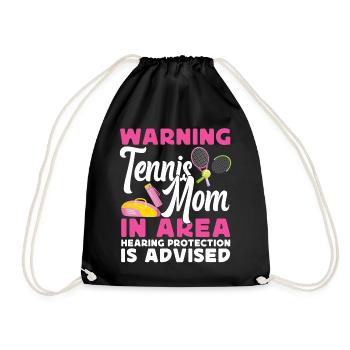 Funny Tennis Player Racket Mom - Drawstring Bag - black - Front