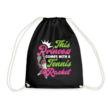 Funny Tennis Player Racket Girl - Drawstring Bag - black - Front