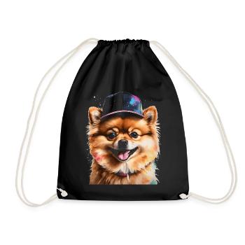 Loulou de Poméranie Casquette Snapback Imprimé chien - Sac de sport léger - noir - Devant