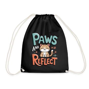 Paws And Reflection Yoga Meditation Cat - Drawstring Bag - black - Front