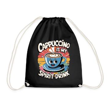 Cappuccino Is My Spirit Drink Retro - Drawstring Bag - black - Front