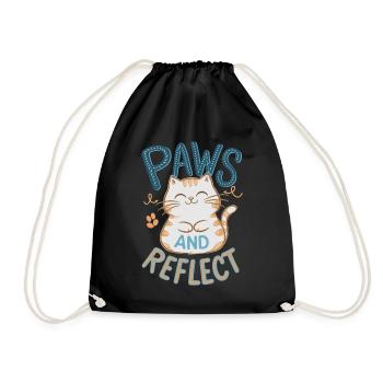 Paws and Reflection Yoga Meditation Cat - Drawstring Bag - black - Front