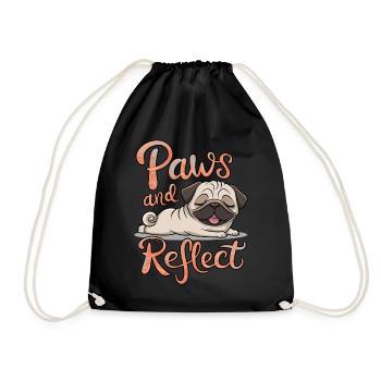 Pug Paws And Reflect Yoga Mediation - Drawstring Bag - black - Front