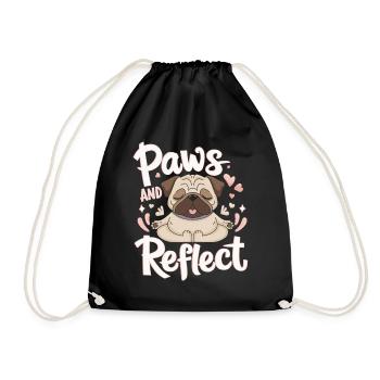 Paws And Reflect Yoga Pug Meditation Relaxed - Drawstring Bag - black - Front