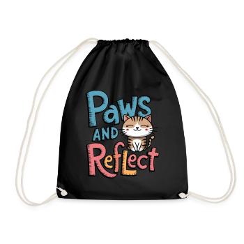 Paws And Reflect Cat Paws And Yoga Meditation - Drawstring Bag - black - Front