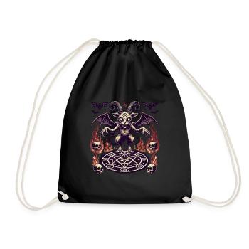 Creepy Devil Cat Dark Cats Summoning - Drawstring Bag - black - Front