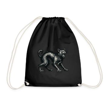 Creepy Black Witch Cat Scary Cat - Drawstring Bag - black - Front