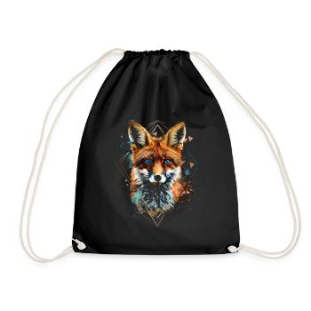Lustiges Fuchs Fox Kunst Tier Natur Wildtier Tiere - Turnbeutel - Schwarz - Vorne