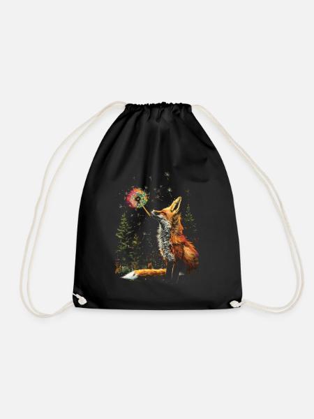 Lustiges Fuchs Fox Kunst Tier Natur Wildtier Tiere - Turnbeutel - Schwarz