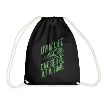 Funny Tennis Player Racket Living - Drawstring Bag - black - Front