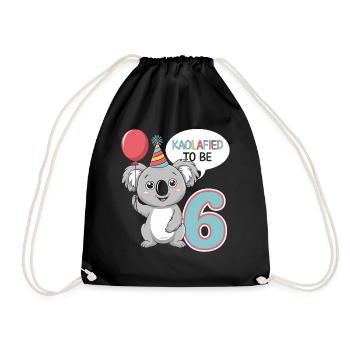Koalafied To Be 6 - 6th Birthday Koala - Drawstring Bag - black - Front