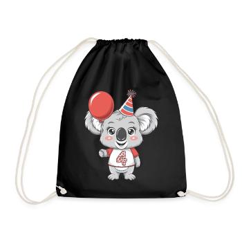 4ème anniversaire Koala avec ballon et chapeau de fête - Sac de sport léger - noir - Devant