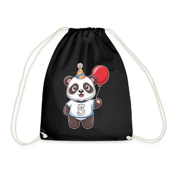 Fünfter Geburtstag Panda Partyhut Ballon - Turnbeutel - Schwarz - Vorne