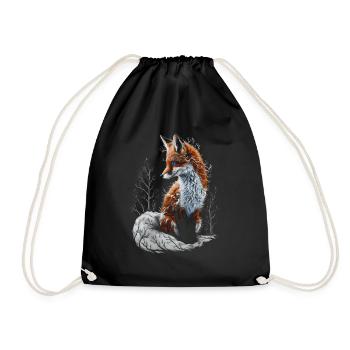 Lustiges Fuchs Fox Kunst Tier Natur Wildtier Tiere - Turnbeutel - Schwarz - Vorne