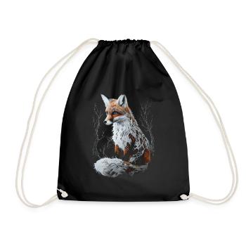 Lustiges Fuchs Fox Kunst Tier Natur Wildtier Tiere - Turnbeutel - Schwarz - Vorne