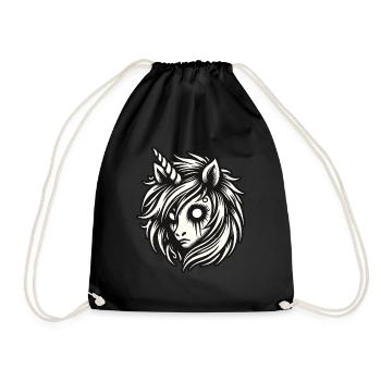 Creepy Gothic Unicorn Costume Idea Spooky Season - Drawstring Bag - black - Front
