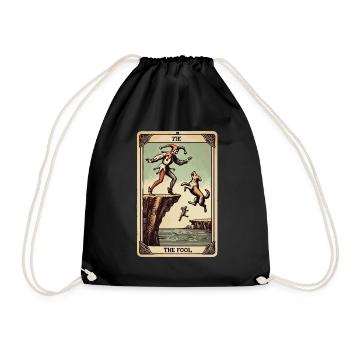 Tarot Card Design The Fool Halloween Vintage - Drawstring Bag - black - Front