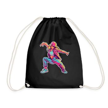 Retro Comic B-Girl - Drawstring Bag - black - Front