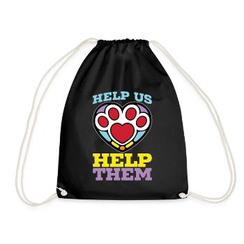 Animal Shelter Help Us Help Them Pet Adoption - Drawstring Bag - black - Front
