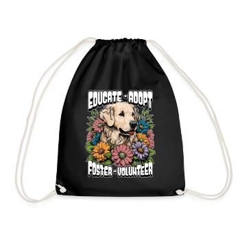 Animal Shelter Educate Adopt Foster Animal Lover - Drawstring Bag - black - Front