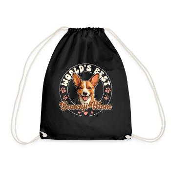 Basenji Groovy Basenji Mom - Drawstring Bag - black - Front