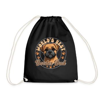 Border Terrier Groovy Border Dad - Drawstring Bag - black - Front