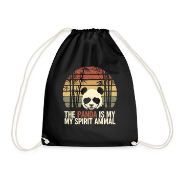 The panda is my spiritual companion - Drawstring Bag - black - Front