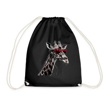 Girafe motif animal animal amoureux des écouteurs Art - Sac de sport léger - noir - Devant