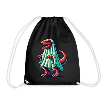 Cute Dinosaur Ghost Funny T-Rex - Drawstring Bag - black - Front