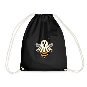 Funny Bee Ghost Cute Ghost Bee - Drawstring Bag - black - Front